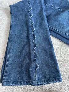 Warehouse Denim Scallop Side Seam High Rise Flare Jeans Mid-wash UK 14 RRP £55! - Picture 1 of 8
