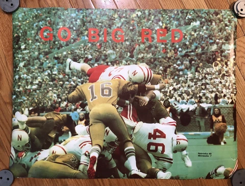 Vintage RARE 1973 Nebraska Cornhuskers 48 Minnesota Gophers 17 Poster - 18"x24" Cover