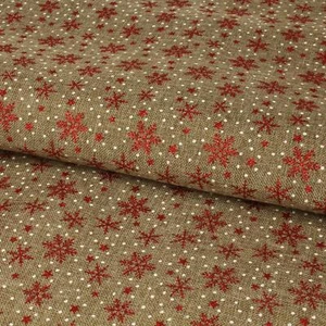 Stoff Meterware Schneeflocken Kristalle Rot Weihnachten Deko Tischwäsche Kissen - Bild 1 von 4