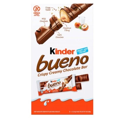 Barra de chocolate cremosa crujiente Kinder Bueno, 1,5 oz, 20 unidades Foto 1 de 2