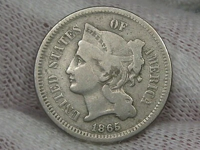 1865 3¢ Three Cent Nickel. #31 - Image 1 of 4