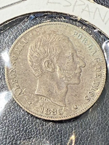1885 Spain 20 Centimos - Silver - High Grade - Picture 1 of 3