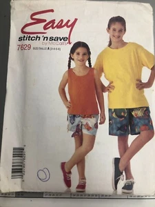 McCall’s Easy Stitch 'n Save 7629 Children’s Shorts T Shirt Tank Top Uncut 3-6 - Picture 1 of 2