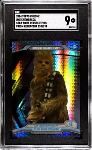 2014 Topps Star Wars cromo perspectivas Chewbacca prisma refractor/199 SGC 9 - Imagen 1 de 2