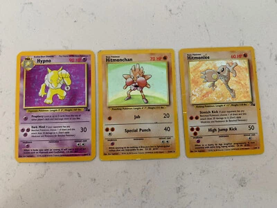 Base Set Holographic Fossil Hitmonlee, Hitmonchan & Hypno RARE - Image 1 of 4