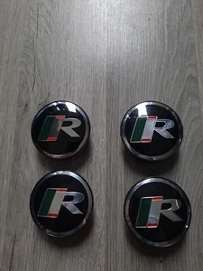 4 X JAGUAR R 59MM BLACK ALLOY WHEEL CENTRE CAPS XK XJ F TYPE XKR XF - Picture 1 of 5