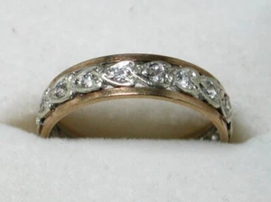 9ct Two Colour Gold And White Spinel Full Eternity Ring Size O.1/2 - 22975 - Picture 1 of 5