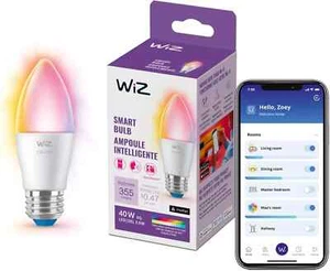 Wiz 40W B12 Color LED Smart Candle-Shaped Bulb - Pack of 1 - E26- Indoor - Conne - Picture 1 of 14