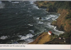 Aerial View Cape Foulwweather Lookout Gift Shop Oregon Continental Postcard 4 6 - Picture 1 of 2