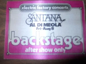 SANTANA w/Al DiMeola - August 8, 1980 - BS pass After Show Only - Tower Theater - Picture 1 of 1