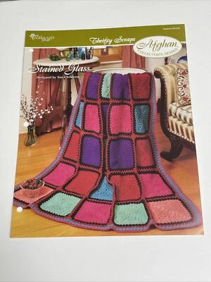 Stained Glass Afghan Thrifty Scraps Crochet Pattern Needlecraft Shop - Image 1 of 4