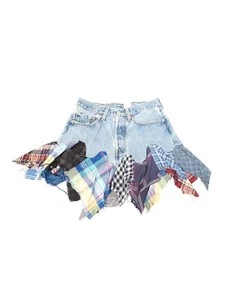 Reworked Y2K Levis Plaid Denim Skirt Waist-28 - Picture 1 of 3
