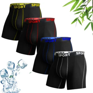 4 Pack Men Anti Chafing Underwear Boxer Briefs Moisture Wicking Lightweight Soft - Picture 1 of 15