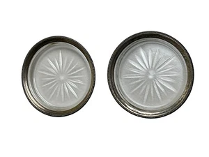 Two Sterling Silver Rim Wine Bottle Coaster Whiting Co. 4 1/4” Diameter - Picture 1 of 8