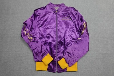 Chaqueta de satén vintage de Los Angeles Lakers para hombre mediana púrpura años 80 Magic ligera Foto 1 de 4