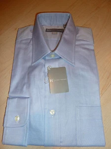 NEW $200+ HICKEY FREEMAN Mens Dress SHIRT 16 36 Blue 100% Cotton BC - Picture 1 of 7