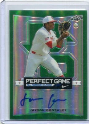 2016 Leaf Metal Perfect Game Pre Production Proof Green Jayson Gonzalez Auto 1/1 - Image 1 of 2