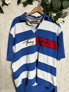 Camisa polo Tommy Hilfiger con logotipo grande estilo rugby a rayas manga corta defectos - Imagen 1 de 12