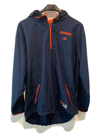 Vintage Nike Syracuse Lacrosse Lax Hooded Windbreaker Jacket XL Navy/Orange Used Cover