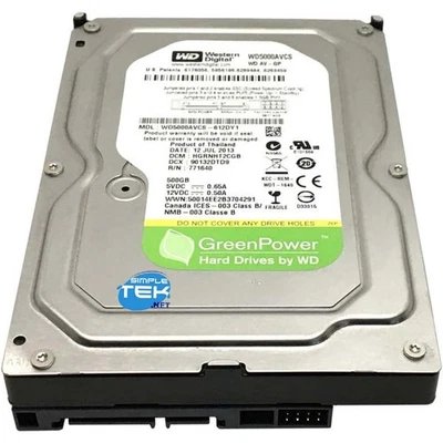 WD Green WD5000AVCS HDD 500GB 3.5" SATA Hard Disk Refurbished - Image 1 of 4