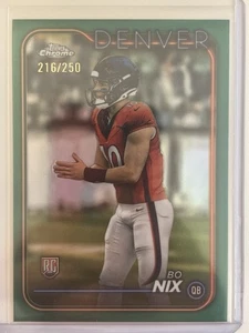 2024 Topps Chrome - Bo Nix #206 Green Refractor /250 (RC) - Picture 1 of 2