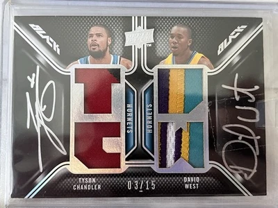 David West Tyson Chandler 2008-09 Upper Deck UD Black DUAL AUTO QUAD PATCH /15 - Image 1 of 2
