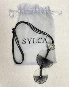 Sylca Designs Clear Frosted Yanna Necklace Chunky Modernist - Picture 1 of 7