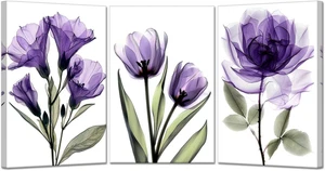 Chic Tropical Home Decor - Set 3 pezzi, 16X24'' ciascuno, viola fiori a raggi X Gicle - Foto 1 di 8