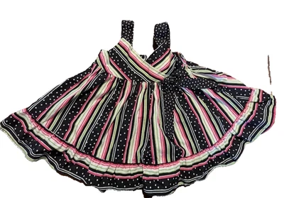 Bonnie Baby 3-6 Months Striped Sundress Bow Ruffle Hem Polka Dots Black Pink - Image 1 of 4