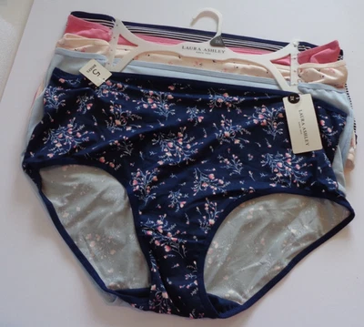5ps LAURA ASHLEY Mujer 2X Calzoncillos Bragas CREMA MELOCOTÓN A RAYAS. AZUL MARINO Foto 1 de 4