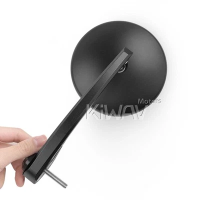 Bar end mirrors flat black eclipse round M6 bolt-on threaded bar - Image 1 of 4