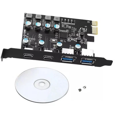 4 Ports PCIE Card 2*USB-A 2*USB-C PCI Express Extension Card USB3.0 5Gbps - Image 1 of 4