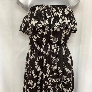 Langes Sommerkleid Damen Monsoon Vintage schwarz Mix Seide Blumen Größe 8 (472S) - Bild 1 von 8