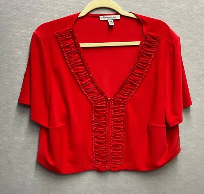 Женская красная укороченная блузка с коротким рукавом v-образным вырезом Danny & Nicole размер 16 Вт - Изображение 1 из 4