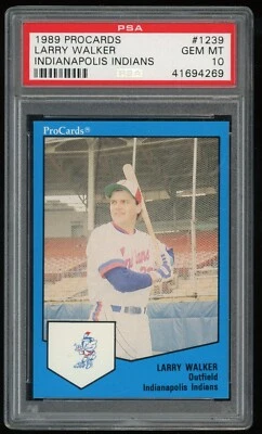 1989 ProCards #1239 Larry Walker PSA 10 Gem Mint Indianapolis Indians HOF - Image 1 of 2