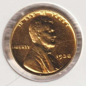 Rare Old Antique 1938 US Lincoln 24k Gold Plated Cent Penny Collection Coin USA - Picture 1 of 2