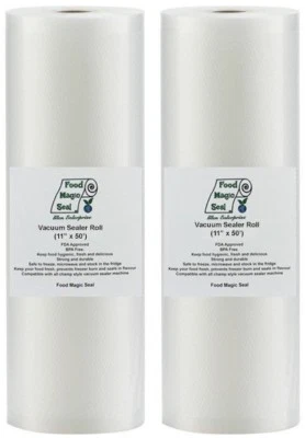 Vacuum Sealer Bags 2-11x50 Rolls Food Magic Seal Food Storage Bags Food $$ Saver