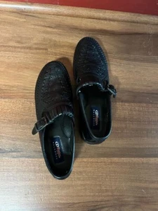 Dexter USA Walkmocs Women's Sz 11M Black Leather Comfort Shoes T Strap - Picture 1 of 6