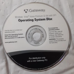Gateway Microsoft Betriebssystem Disc Windows Vista Home Premium 32 Bit GEBRAUCHT - Bild 1 von 2