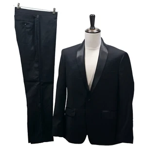 Calvin Klein Tuxedo Black Slim Fit Suit Mens Wool Jacket Blazer 40S Pants 34X30 - Picture 1 of 18