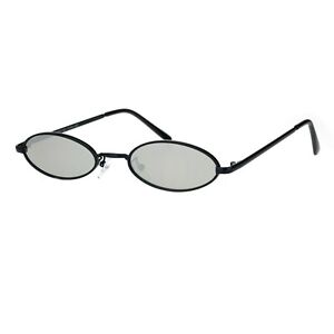 Super Small Skinny Sunglasses Oval Metal Frame Unisex Fashion UV 400
