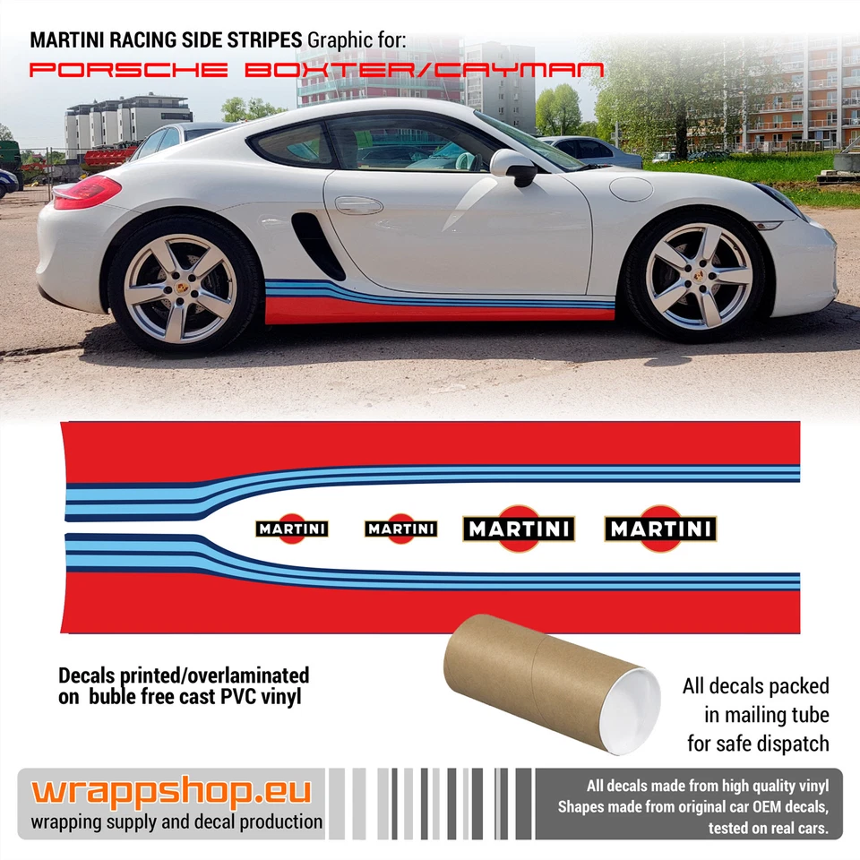 Martini side stripes design decals set for Cayman / Boxster - Image 1 of 1