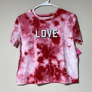 Girl Short Sleeve Valentine’s Day Shirt Size XL (14-16) NWT! Red & Pink Tie Dye. - Picture 1 of 5