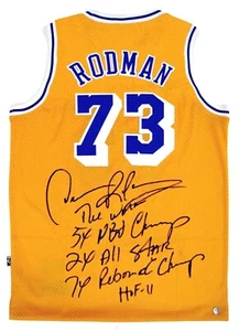 Dennis Rodman Autographed Lakers NBA Basketball Stat Jersey ASI Proof - Picture 1 of 3