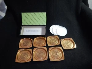 Vintage brass Hyde Park University of Illinois 1867 coasters New old stock - Picture 1 of 8