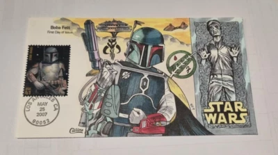 Star Wars USA Stamp & envelope BOBA FETT Collins Hand-painted First Day issue - Image 1 of 2