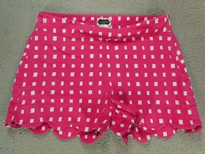 MUD PIE SERENA SCALLOPED BOTTOM PINK WHITE SIDE ZIPE SHORTS NEW SIZE S 4-6 - Picture 1 of 7