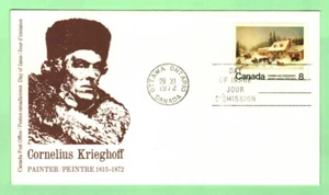 1972 Canada SC #610 Cornelius Krieghoff, painter, 1815-1872 8 Cent Stamp FDC - Picture 1 of 2