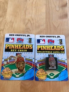 Vintage 2000 Ken Griffey Jr Pinheads Collectable Key chain & Lapel Pin - Picture 1 of 2