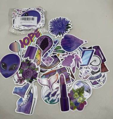 Lindas pegatinas estéticas moradas impermeables para niñas paquete de 50 piezas de 2 *LEER... Foto 1 de 4